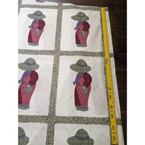 36x88" vintage large panel cotton fabric sunbonnet sue Sam patchwork green